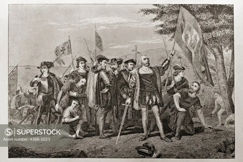 Engraving of the Landing of Columbus