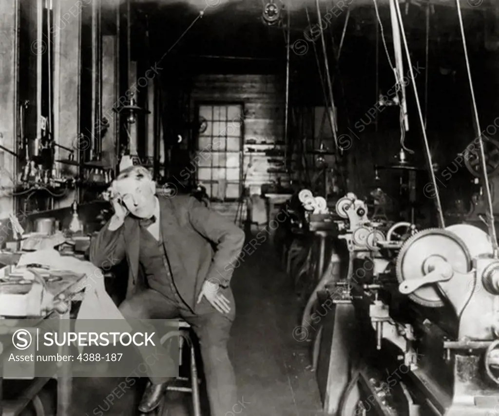 Thomas Edison on the Factory Floor of His Laboratory