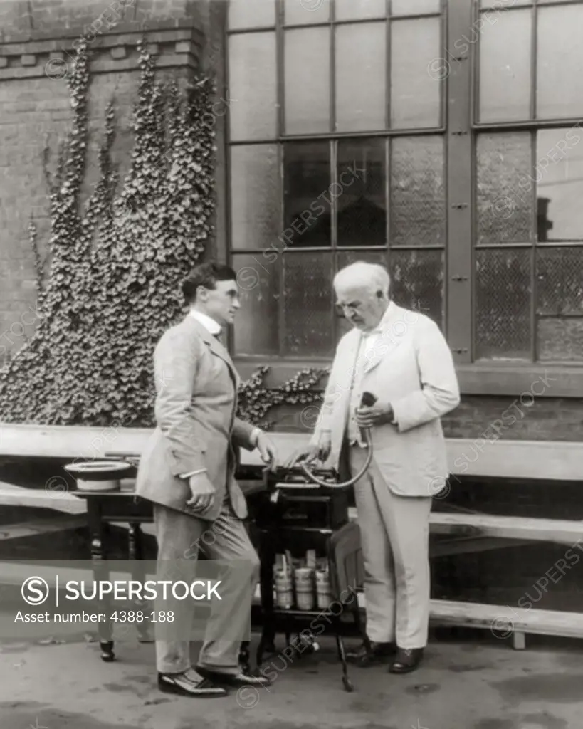Thomas Edison and Edwin C. Barnes with Ediphone