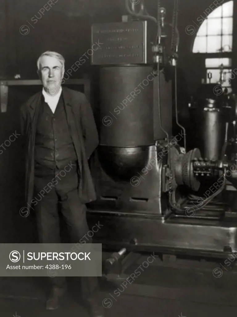 Inventor Thomas Edison and His Original Dynamo