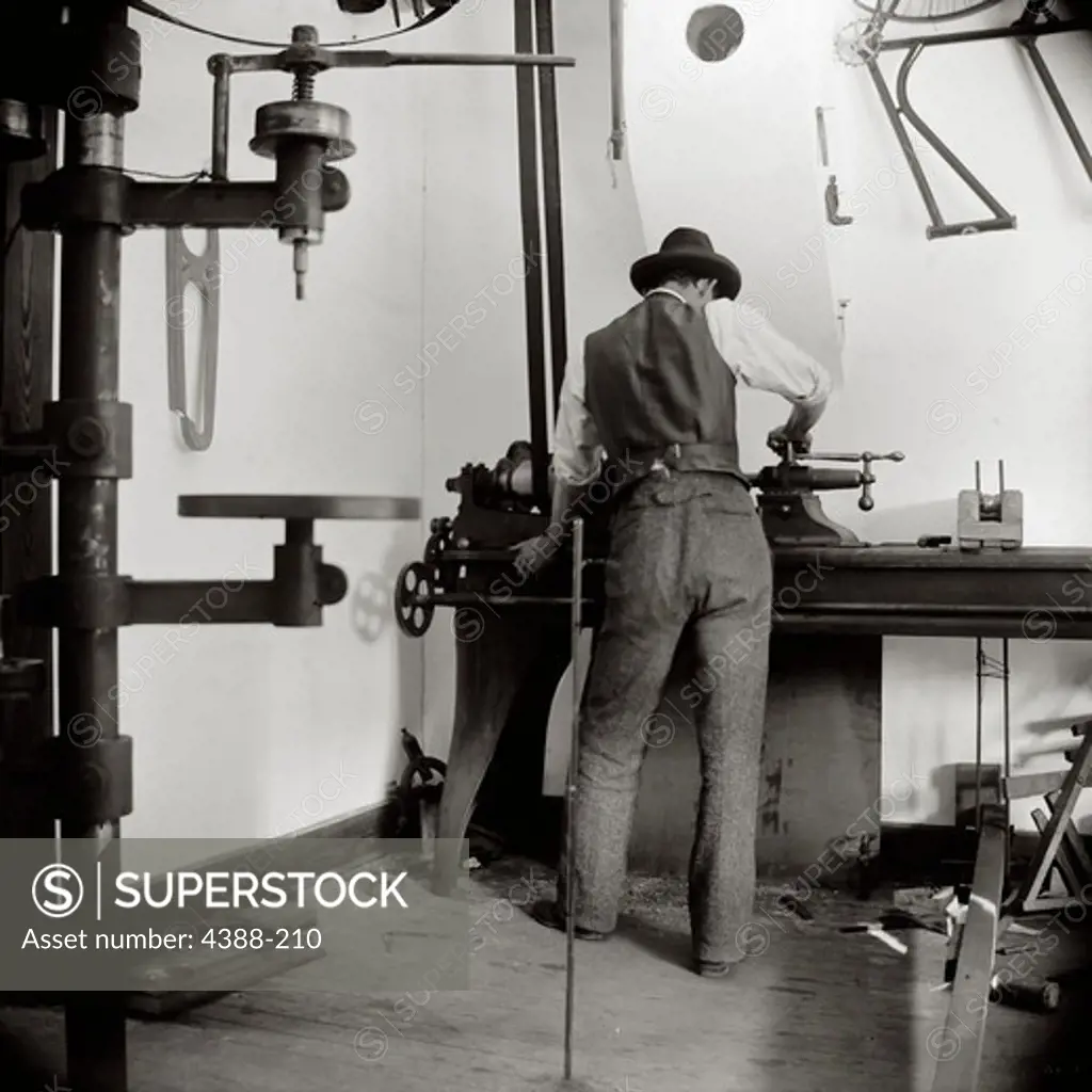 Inventor Wilbur Wright Works in the Bicycle Shop