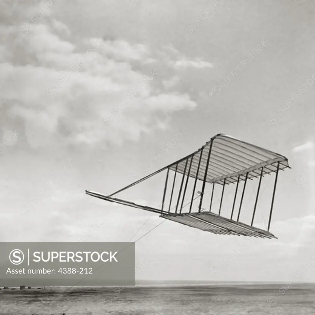 1900 Wright Glider Being Flown Like a Kite