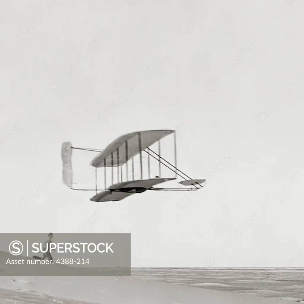 Wilbur Wright Gliding at Kitty Hawk