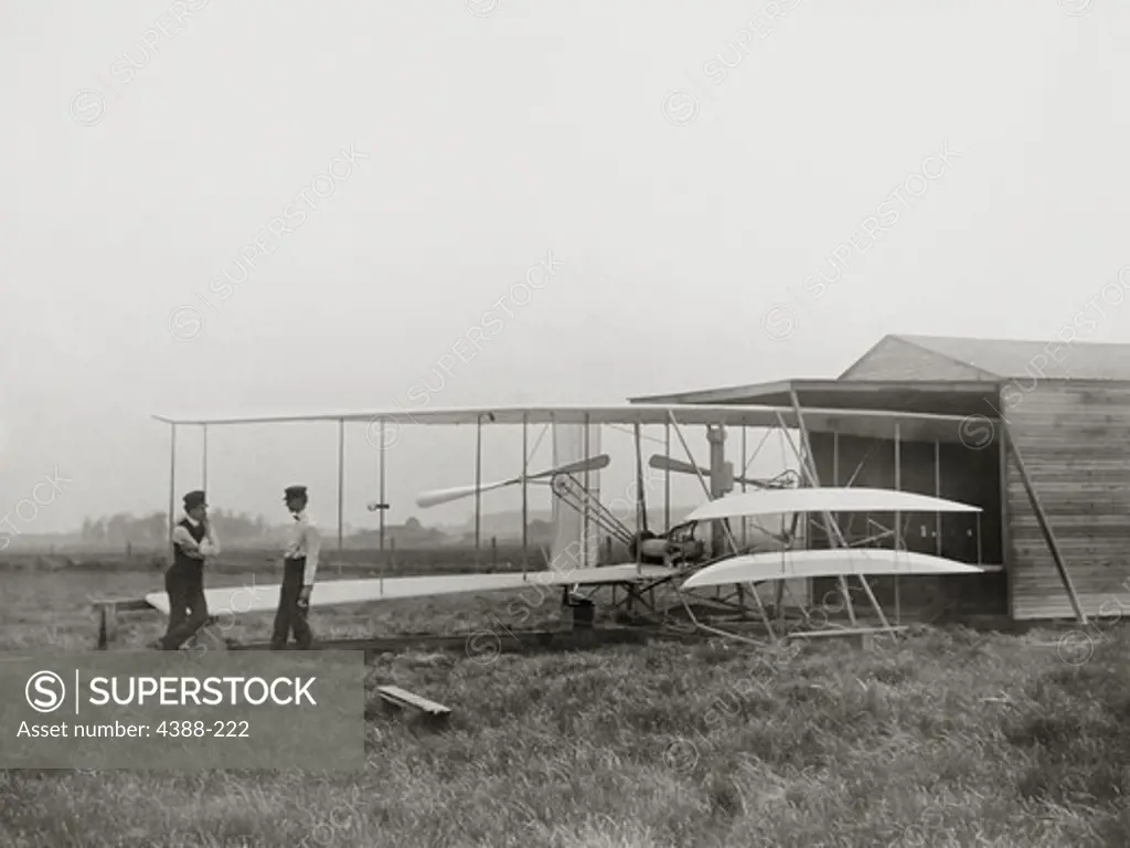 Wright Brothers with Second Airplane on Huffman Prairie