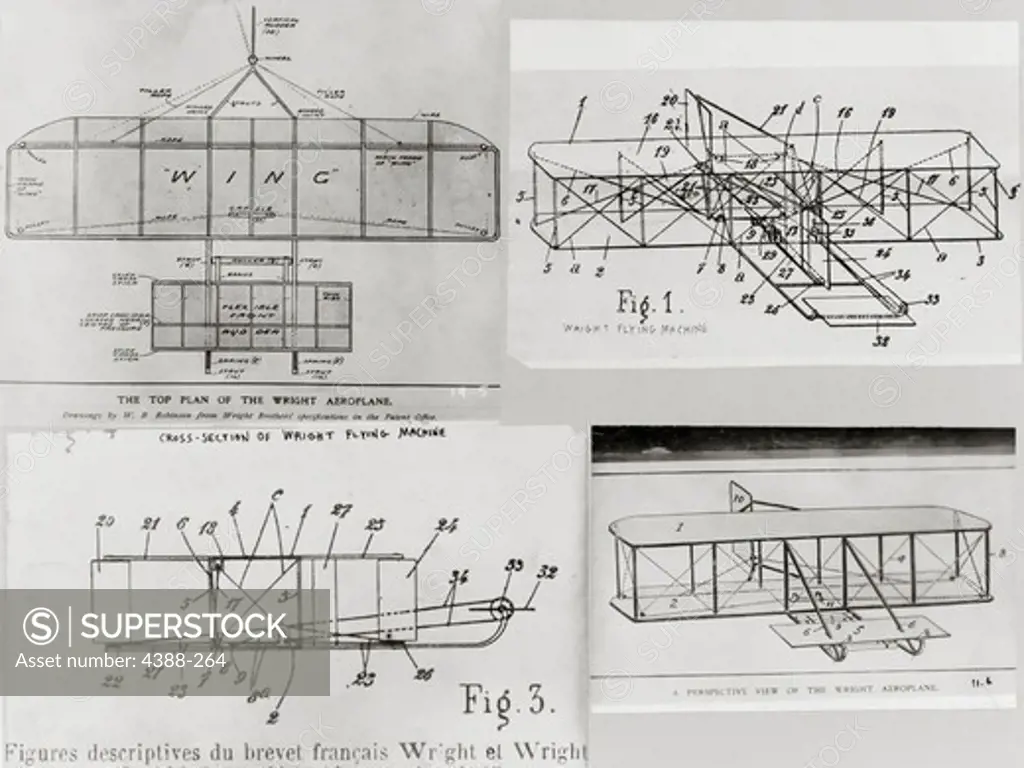 Patent Plans for Wright Brothers' Airplane