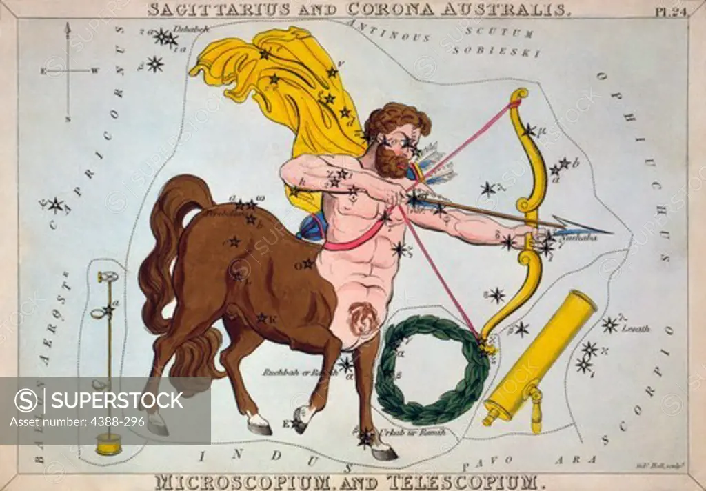 Constellation Card of Sagittarius and Other Constellations
