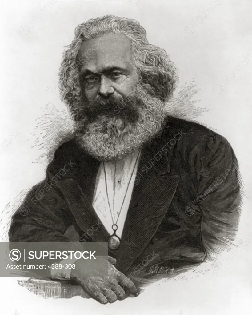 Wood Engraving of Karl Marx