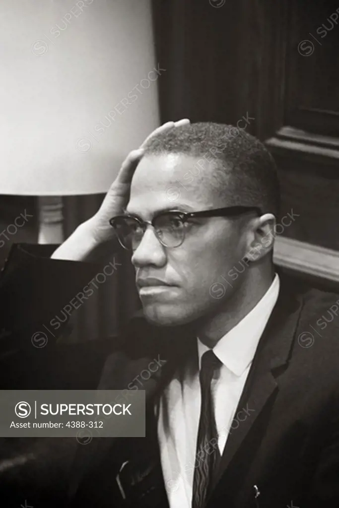 Malcolm X Waiting at Press Conference