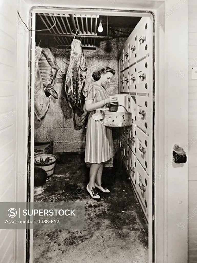 Woman Working in Cold Storage Room