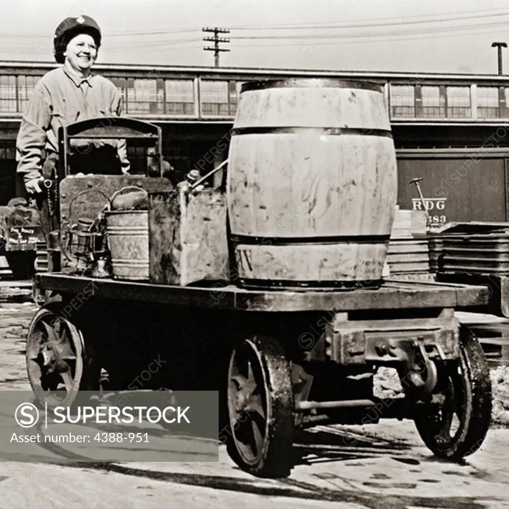 Worker Driving Electric Cart