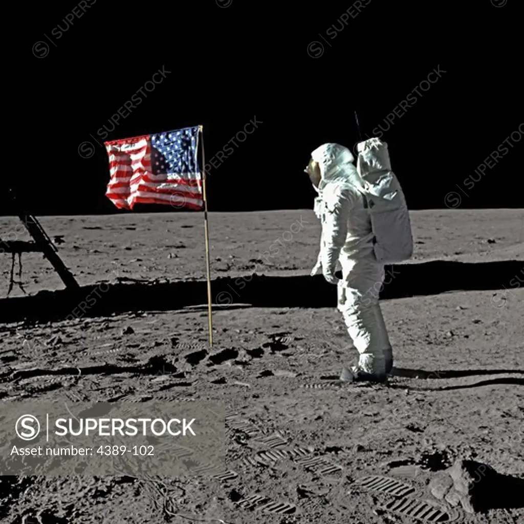 Buzz Aldrin Salutes the Flag During Apollo 11 Mission