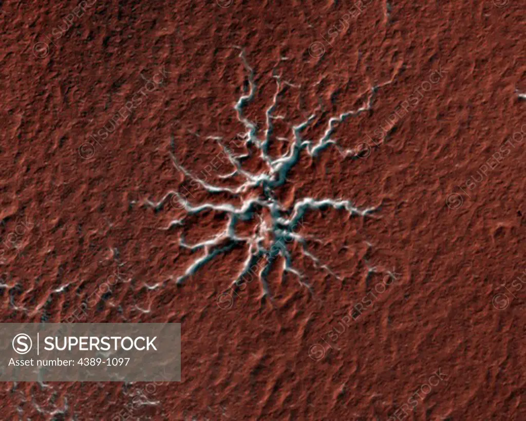 Spider-Like Terrain at Mars' South Pole from Mars Reconnaissance Orbiter
