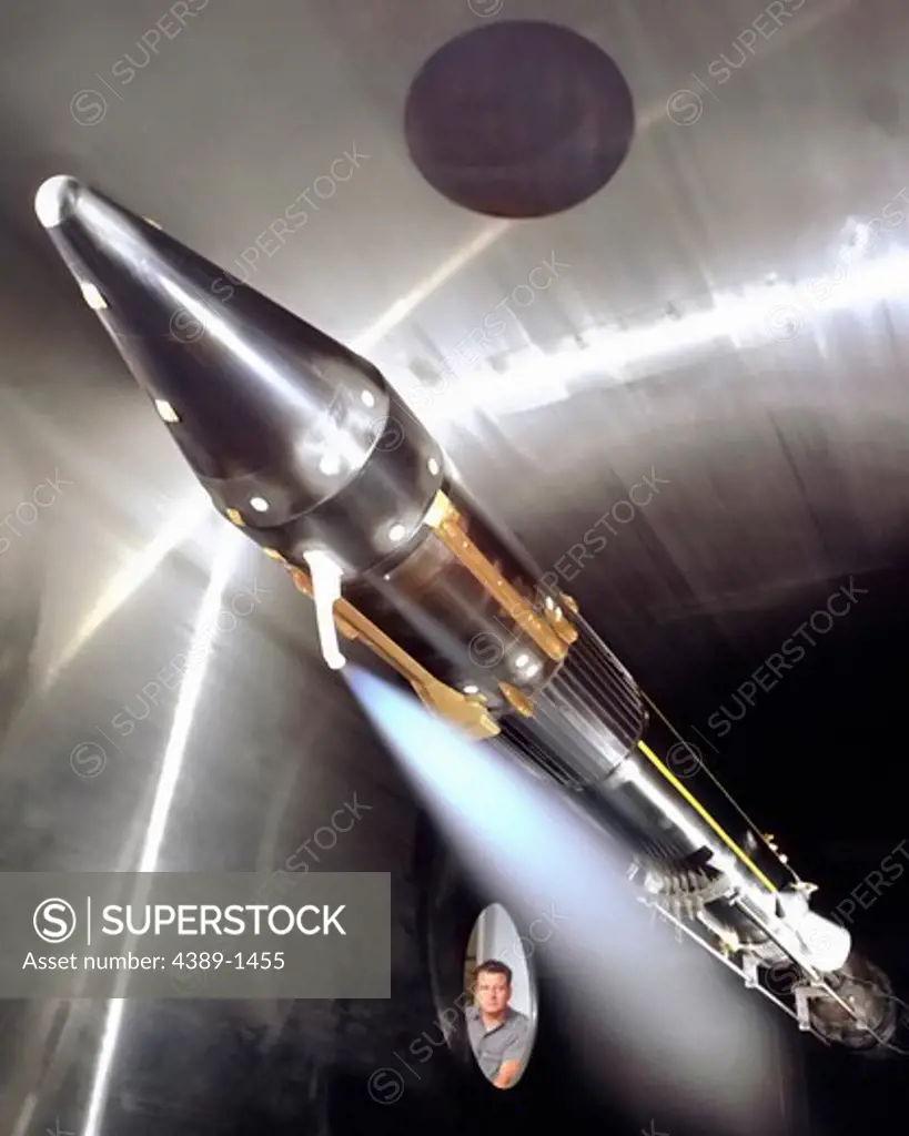 Model of Centaur Rocket in Supersonic Wind Tunnel