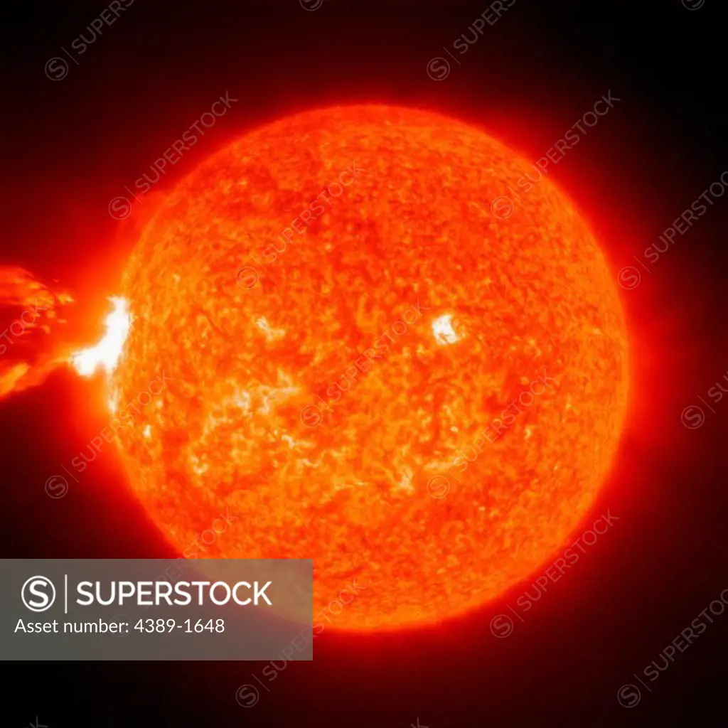 Two substantial coronal mass ejections (CMEs) launch from solar Active Region 792 on the limb of the Sun. This image was taken by the Solar and Heliospheric Observatory (SOHO) is in extreme ultraviolet at 304 angstroms.