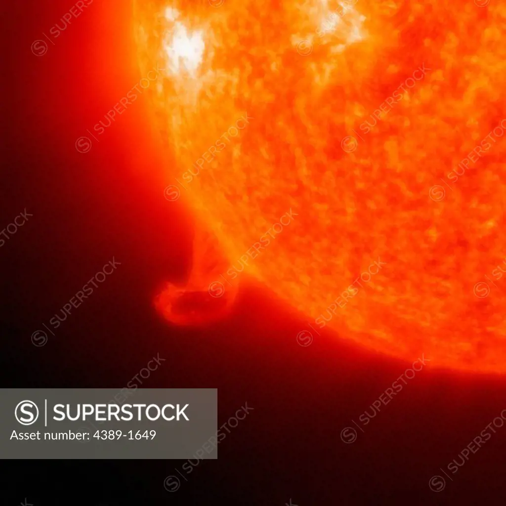 The EIT (Extreme ultraviolet Imaging Telescope) 304 Angstrom instrument is (Solar and Heliospheric Observatory) SOHO's best at capturing prominence images. This prominence is unusual in its twisted net-like shape.