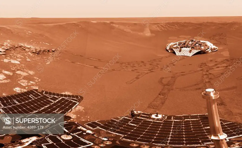 Mars Exploration Rover Opportunity's Solar Panels and Landing Platform, Mars