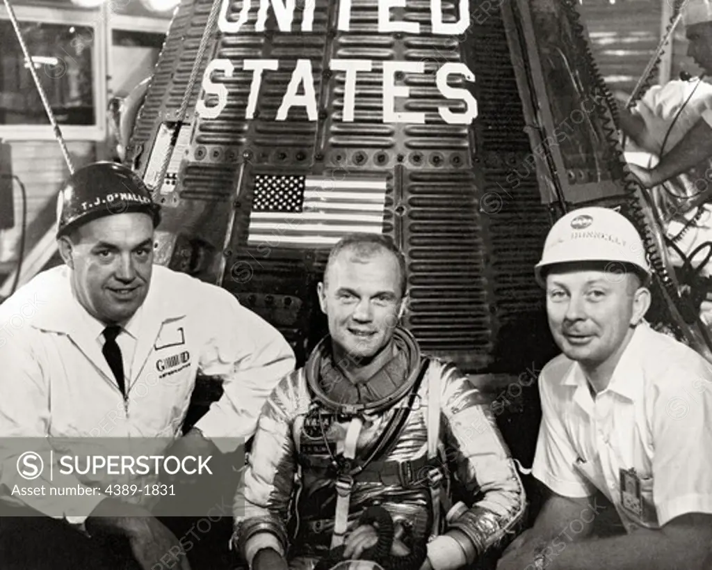 John Glenn and Others in Front of Friendship 7