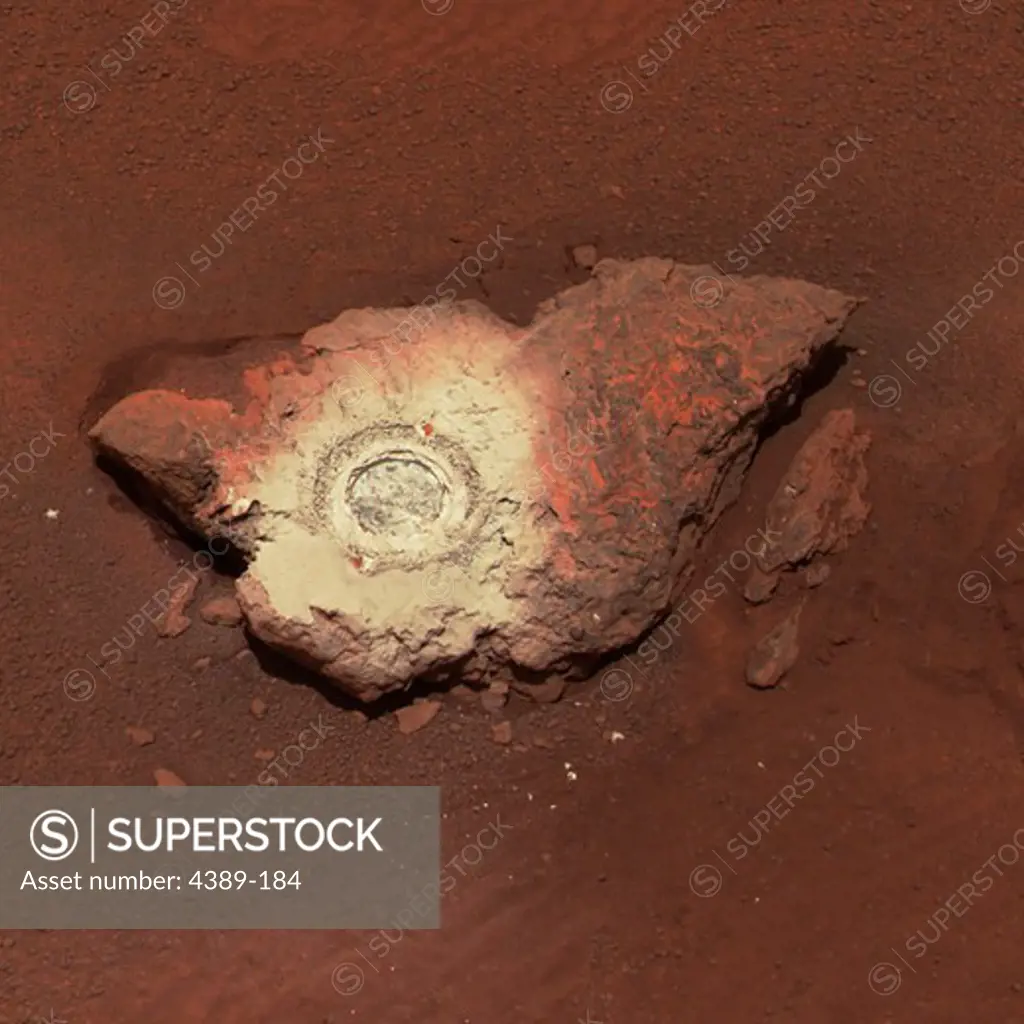 Rock Drilled by Mars Exploration Rover Opportunity, Mars