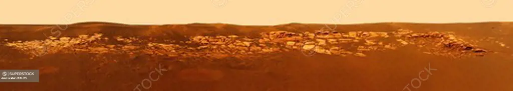Panorama of Unusual Rock Outcropping, Mars, From Rover Opportunity