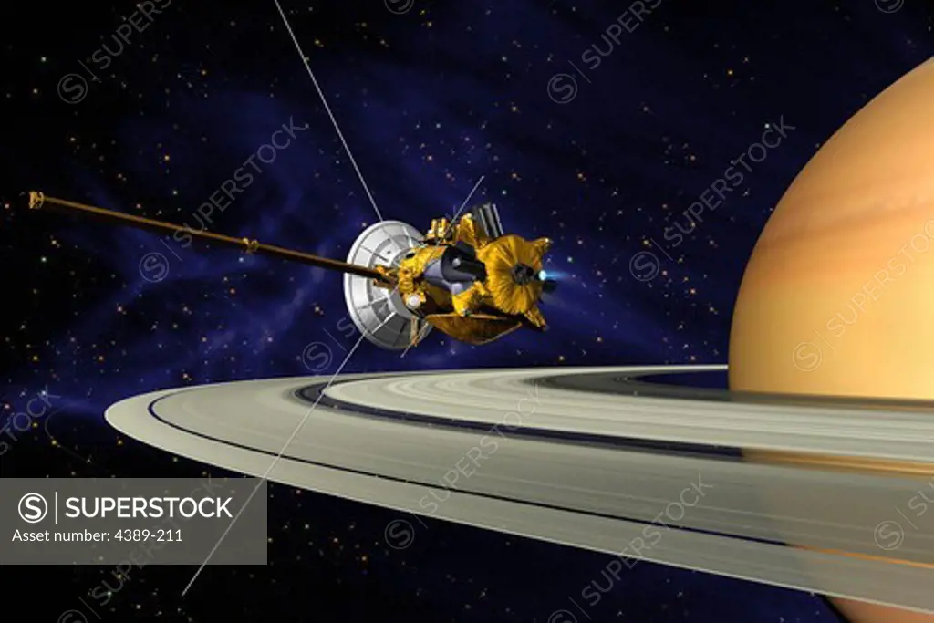 Artist's Conception of Cassini in Orbit Around Saturn