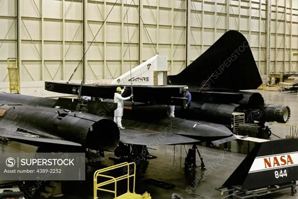 Attaching Aerospike to Fuselage of SR-71 Blackbird