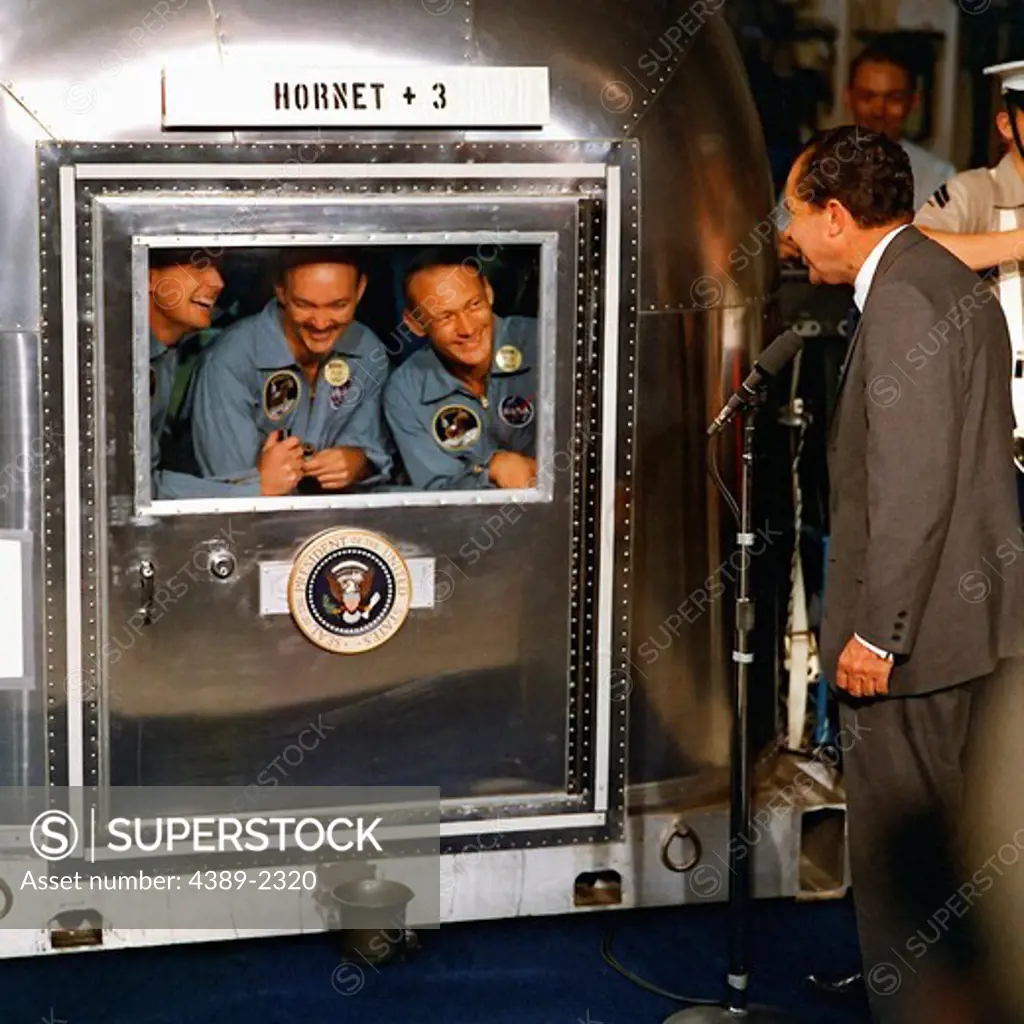 President Nixon Visits Apollo 11 Crew in Quarantine