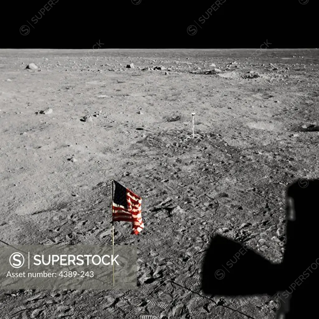 Apollo 11 - An American Flag and Footprints on the Moon