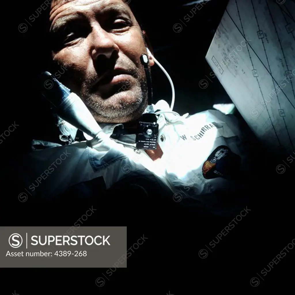 A Weary Astronaut Wally Schirra Aboard Apollo 7