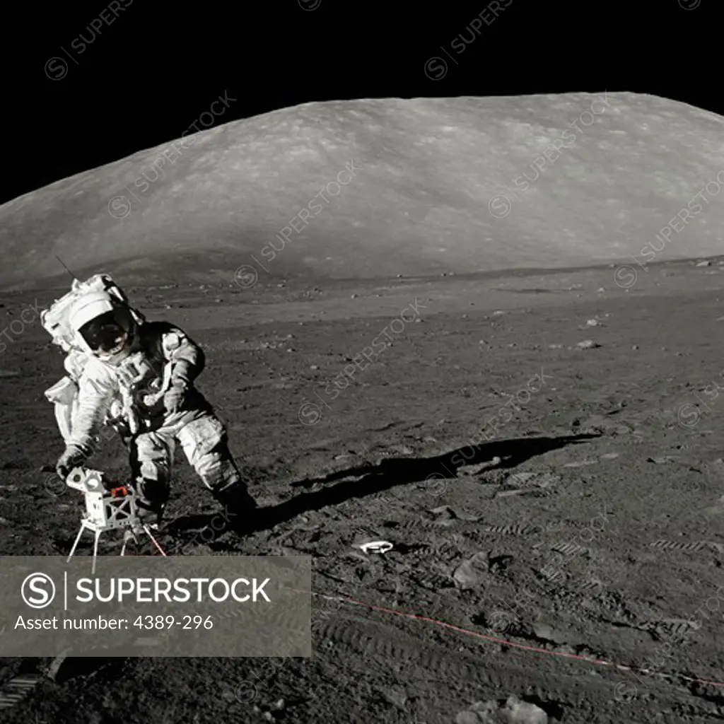 Apollo 17 Astronaut Doing Science on the Moon