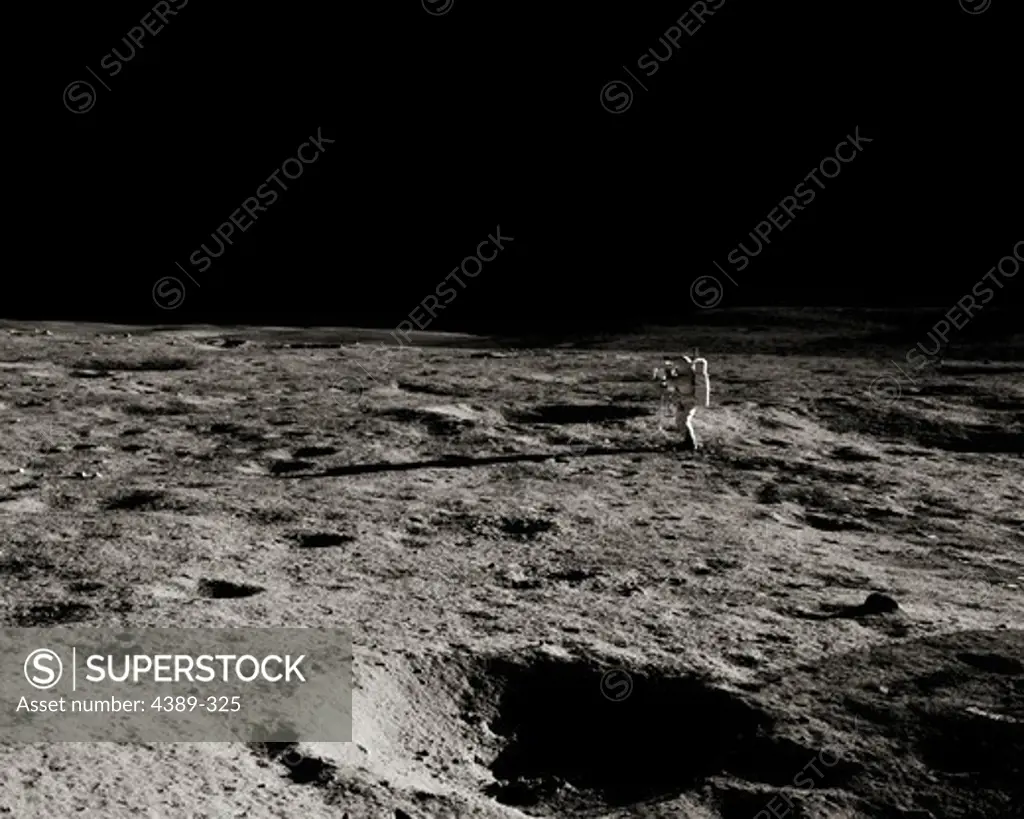 A Lone Apollo 14 Astronaut on a Barren World