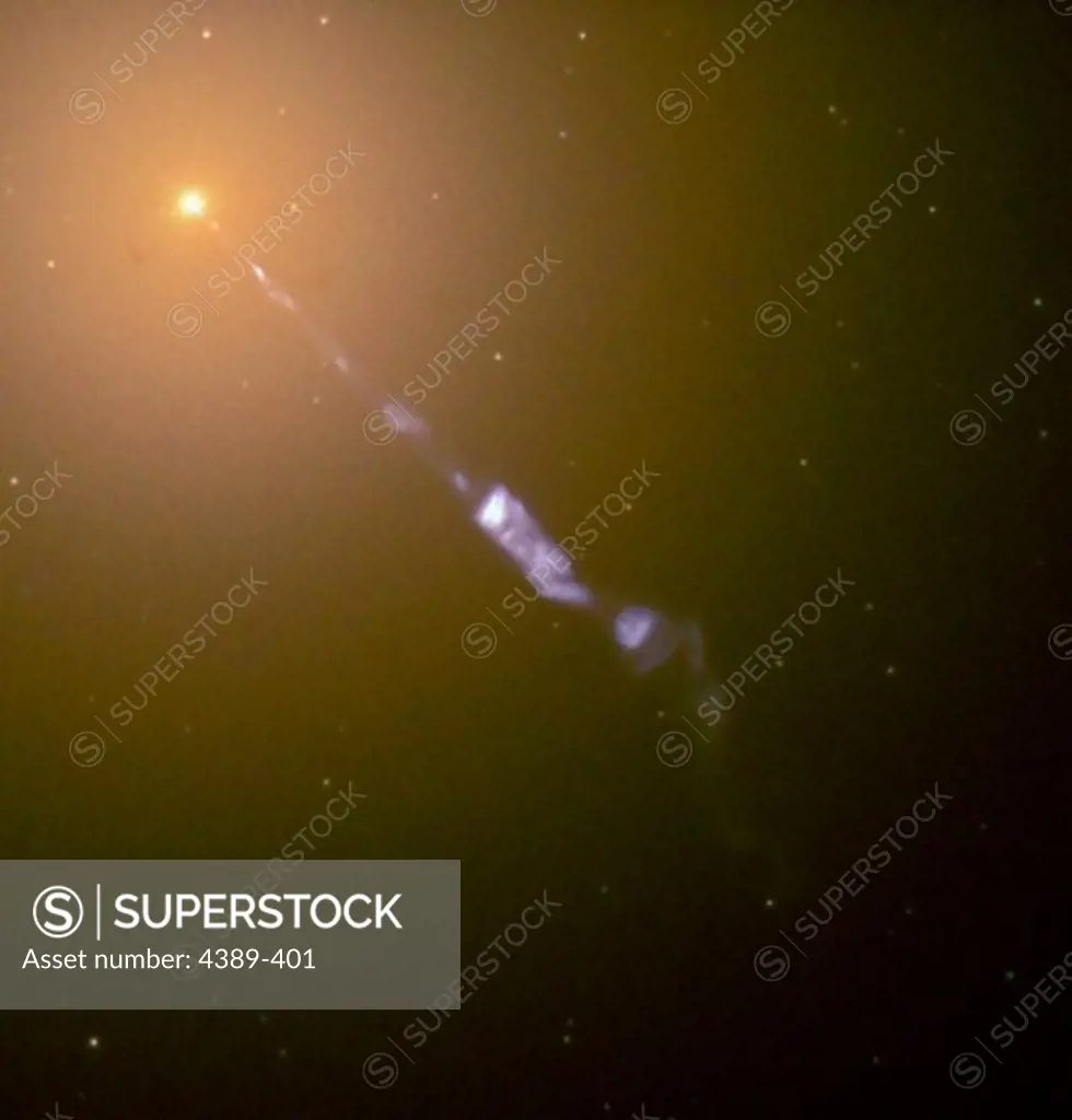 An Elliptical Galaxy Resembles a Searchlight in the Night Sky