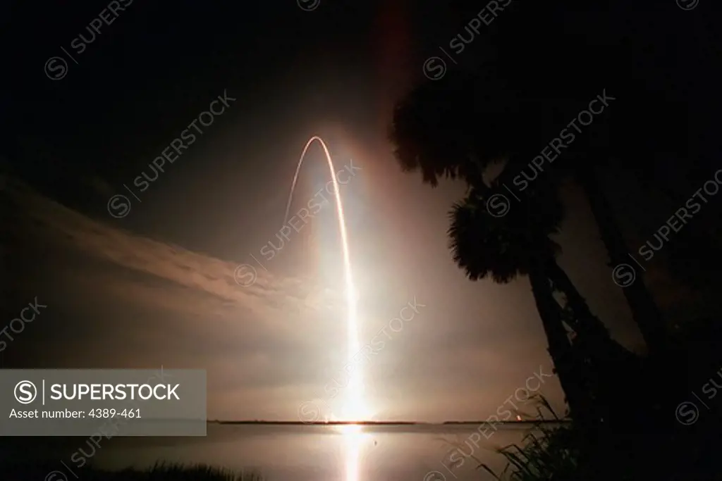 Space Shuttle Atlantis Launches at Night