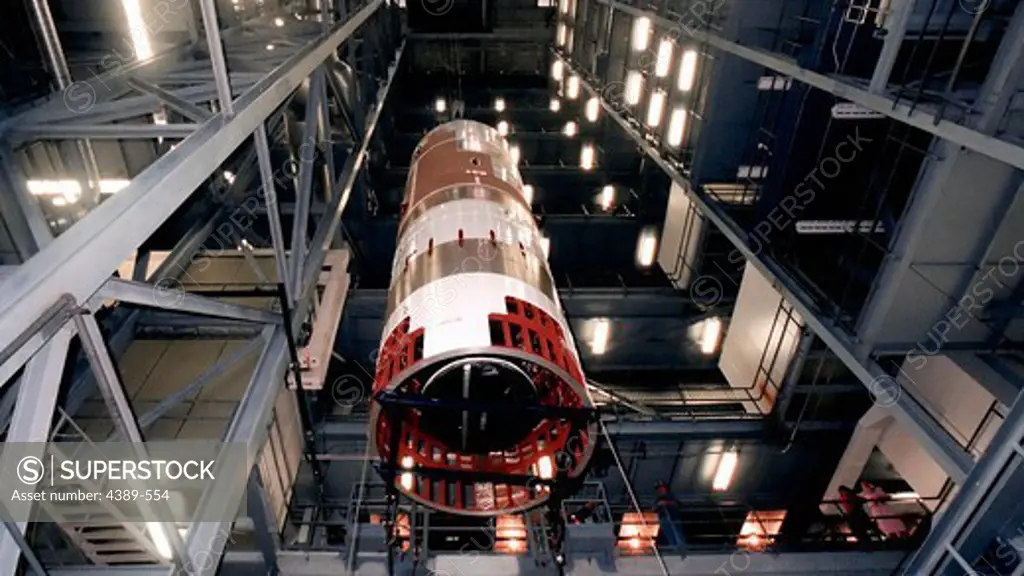 Second Stage of Titan IV Centaur Being Hoisted