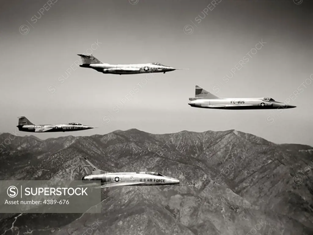 Century Series Fighters Flying in Formation