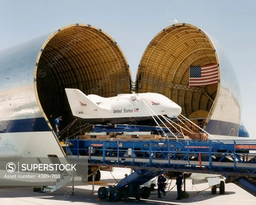 Super Guppy Delivering X-38 at Dryden Flight Research Center