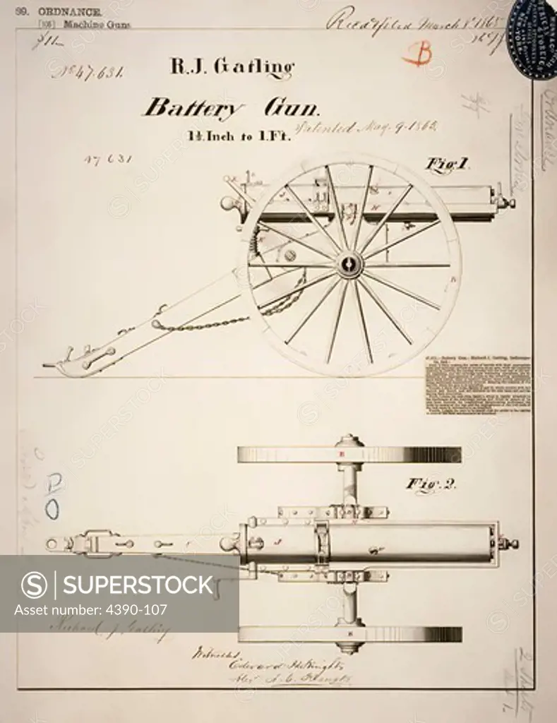 Drawing of Gatling Gun