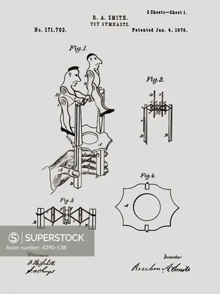 Patent Drawing for a Toy Gymnast