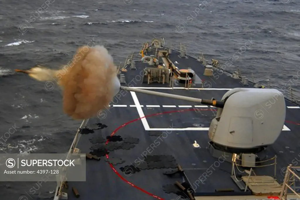 USS McFaul Firing Gun