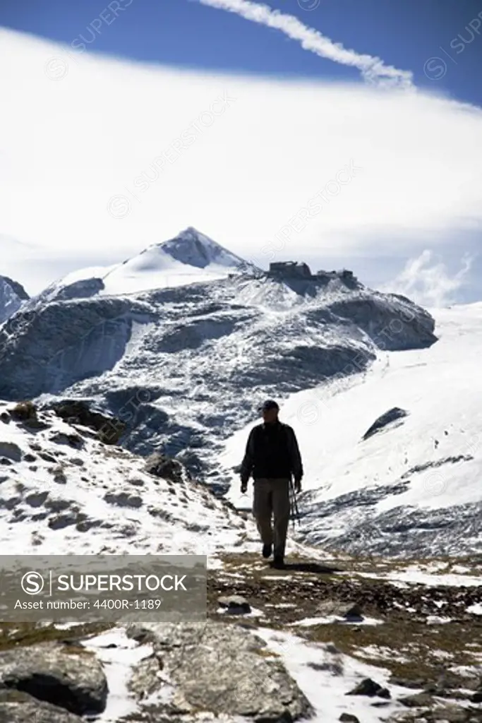 A wanderer in the Italian Alps.