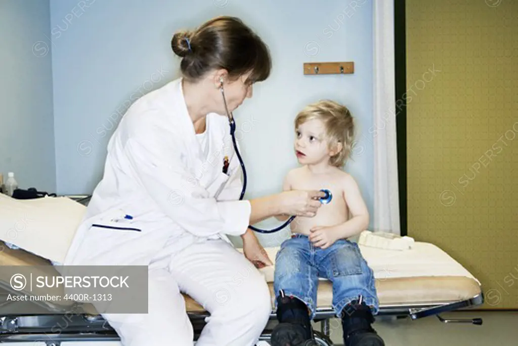 A boy on a medical examination, Sweden.