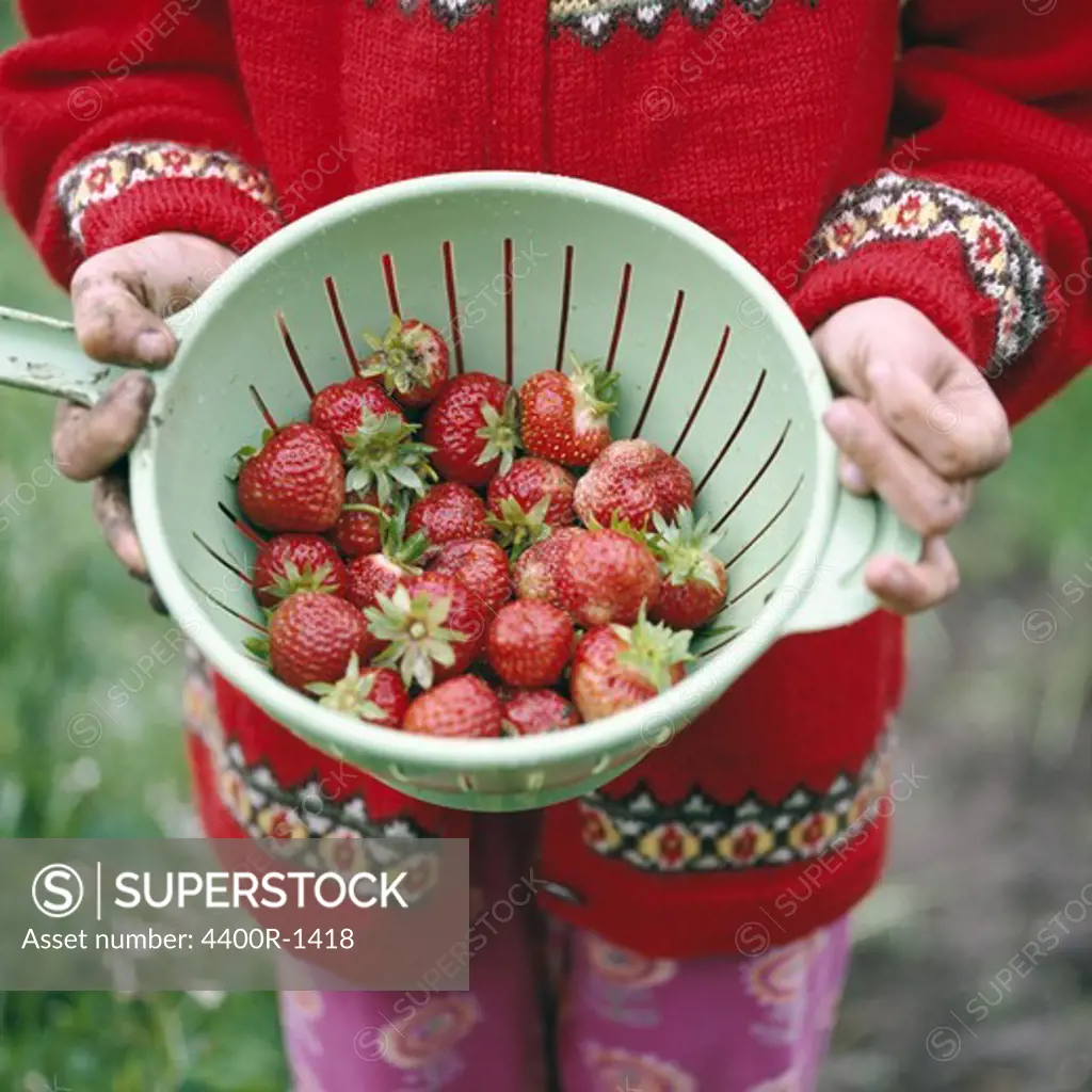 A girl with strawberries, Sweden.