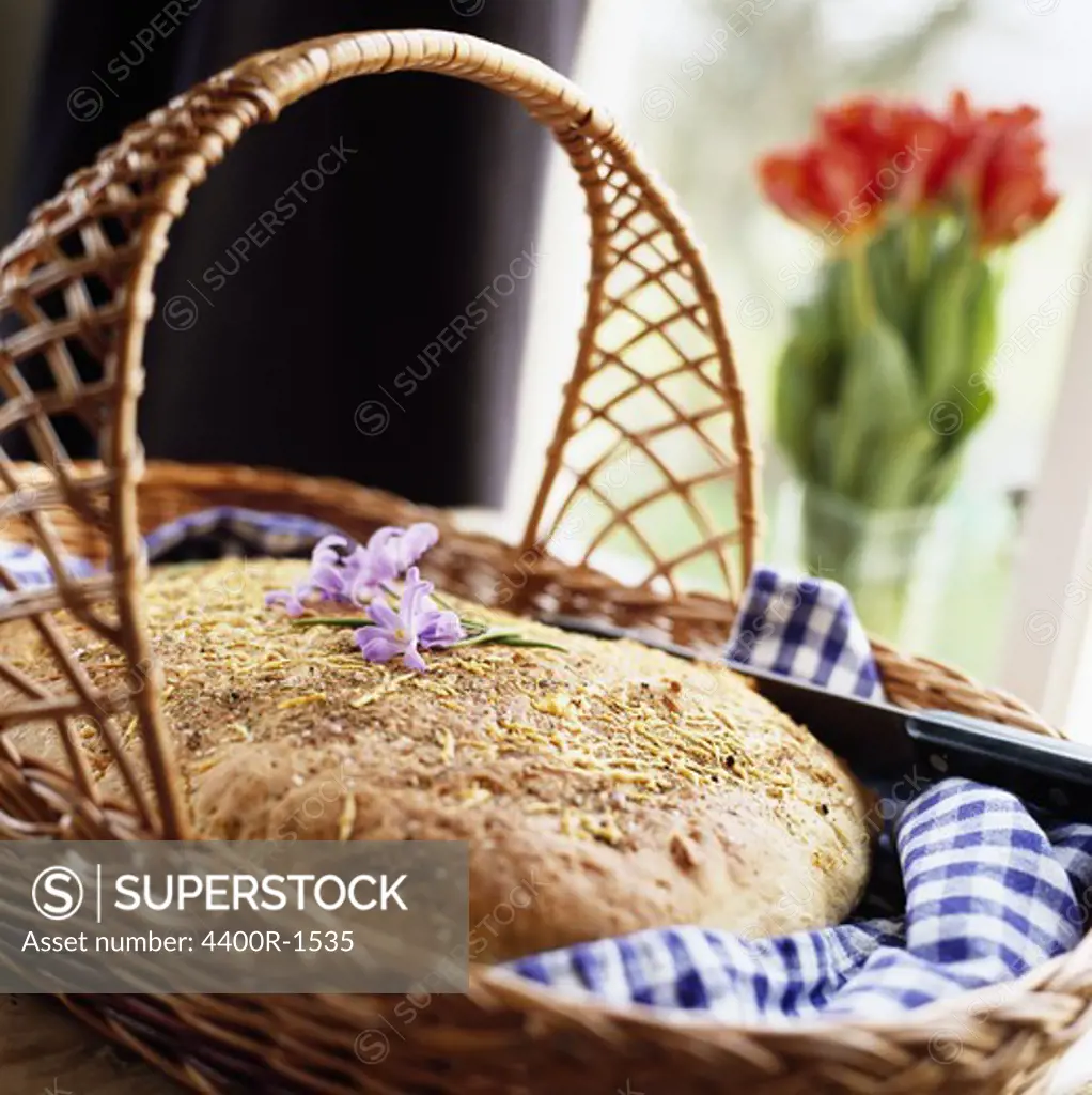 Bread in a basket.