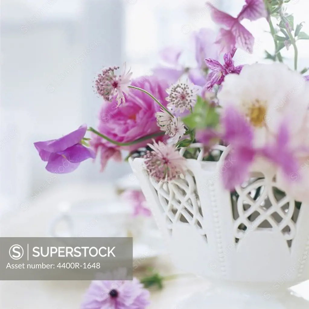 Flowers in a white vase, Sweden.