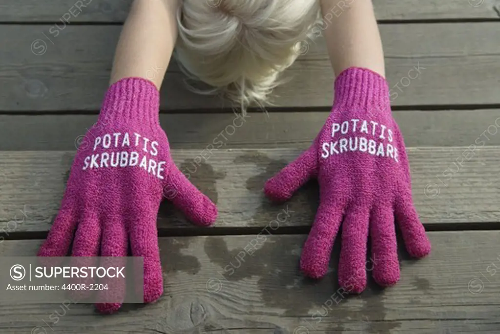 Gloves used for scraping potatoes, Sweden.