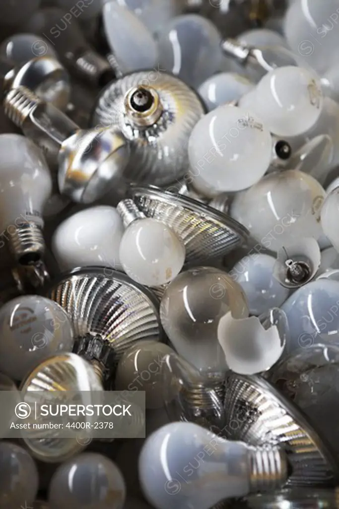 Light bulbs in a recycling plant, Sweden.