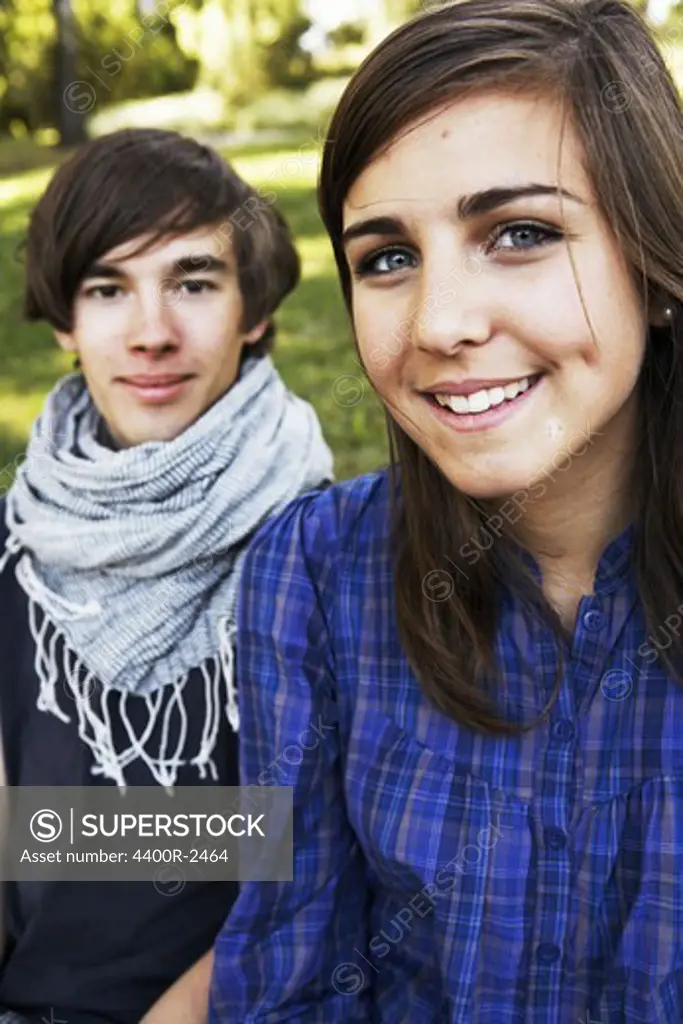 A young couple in a park, Sweden.