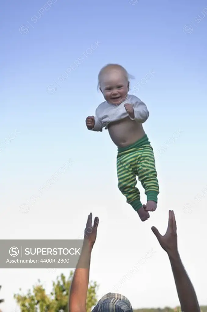 A baby in the air, Sweden.