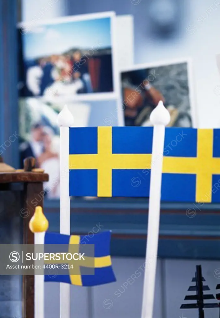 Close-up of Swedish flags