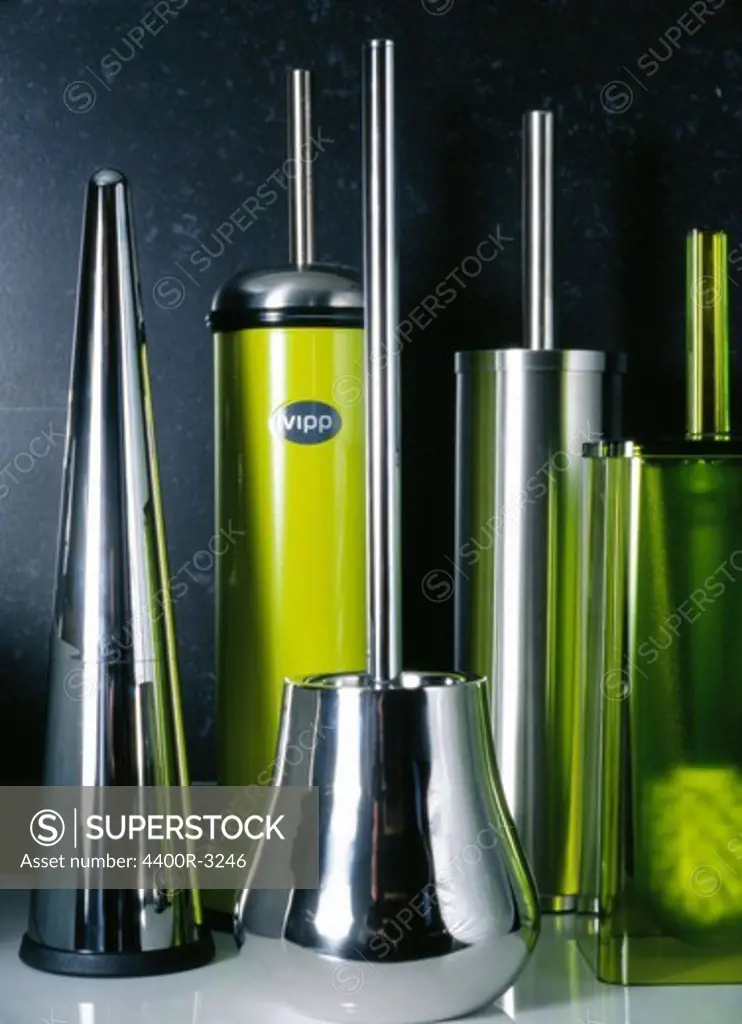 Close-up of variety of steel and glass shapes