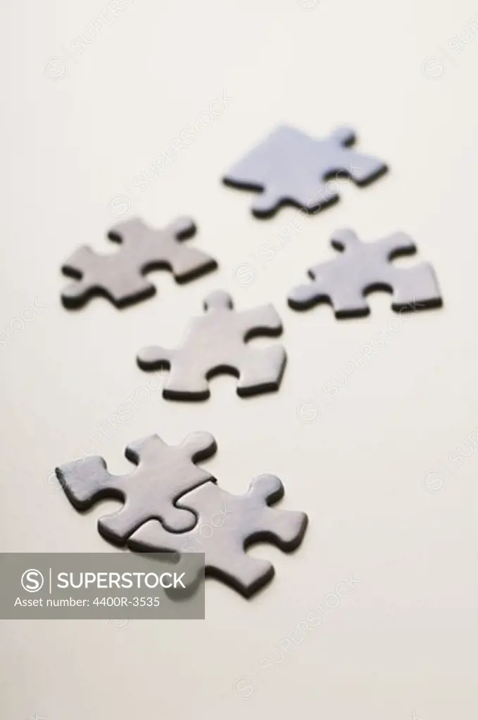 Jigsaw pieces, close-up